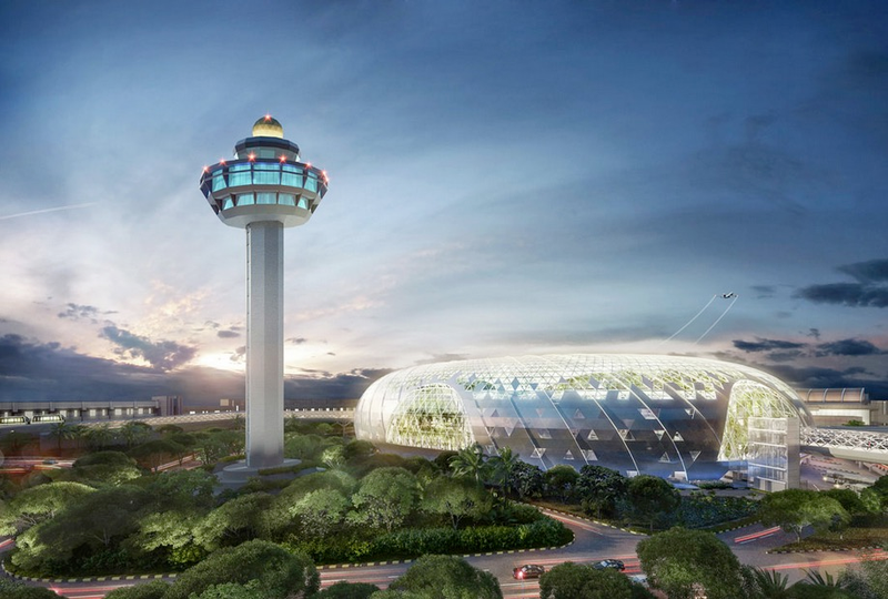 Illustration for article titled ​Cúpulas y una cascada de 40m: asà será el aeropuerto más extravagante